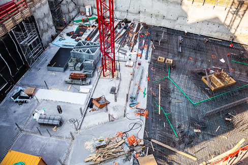 Eine Baustelle fotografiert von oben, Cisco Meraki