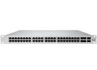 Ein länglicher Switch in grau von der Marke Cisco Meraki